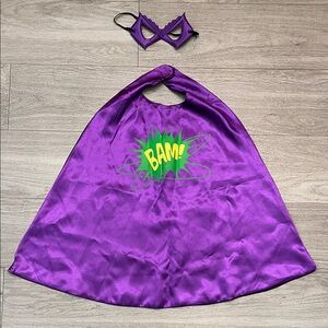 Reversible Purple Superhero/Batman Cape with Reversible Mask